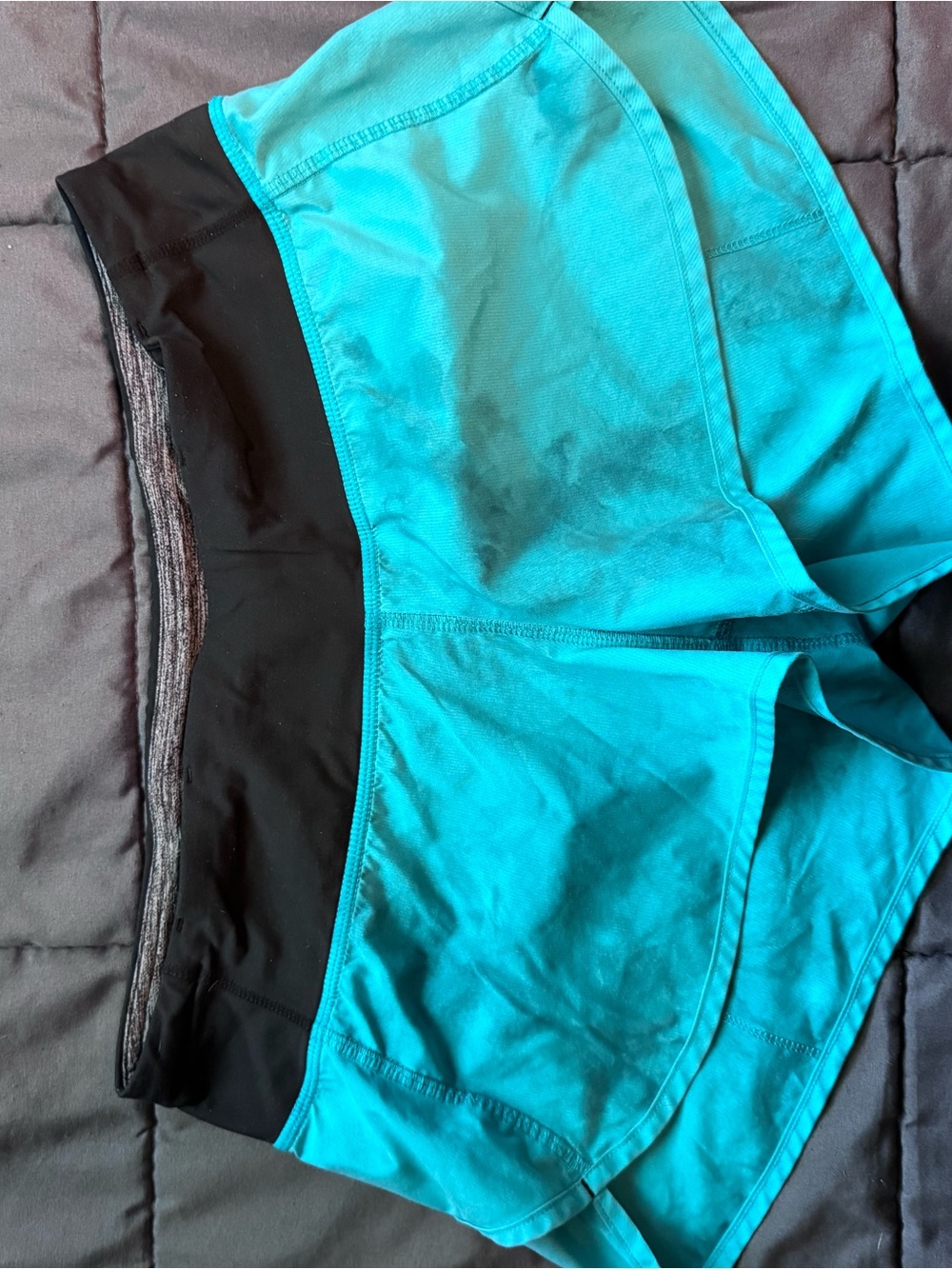 Lululemon Aqua Blue Athletic Shorts with Black Waistband